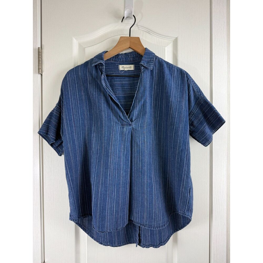 Madewell Women's XS Courier Button-Back Shirt Cecile Stripe Stevie Stripe